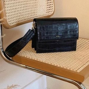 NWB JW PEI Mini Flap Bag in Black Vegan Croc